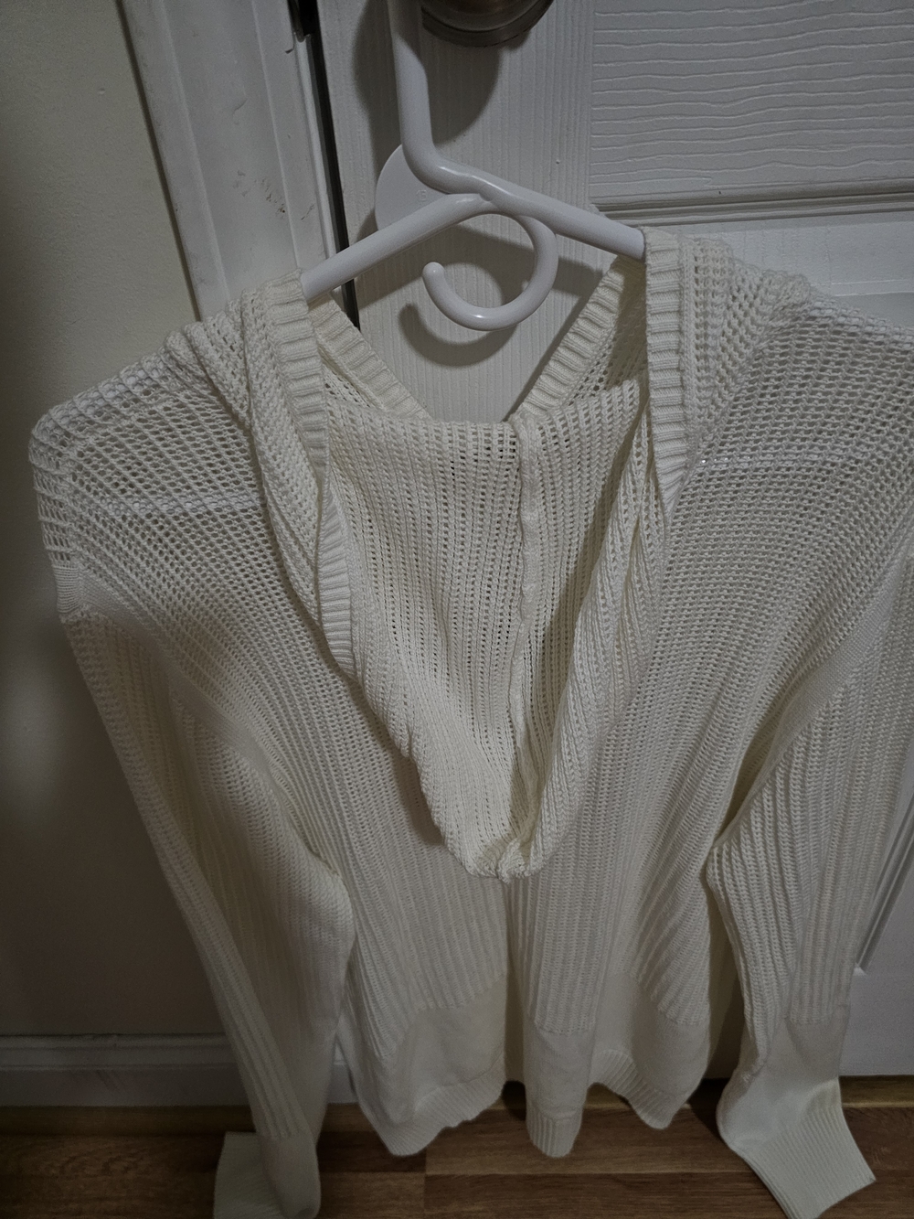 Kenneth Cole Cream V-Neck Hooded Knit Sweater - Picture 4 of 4